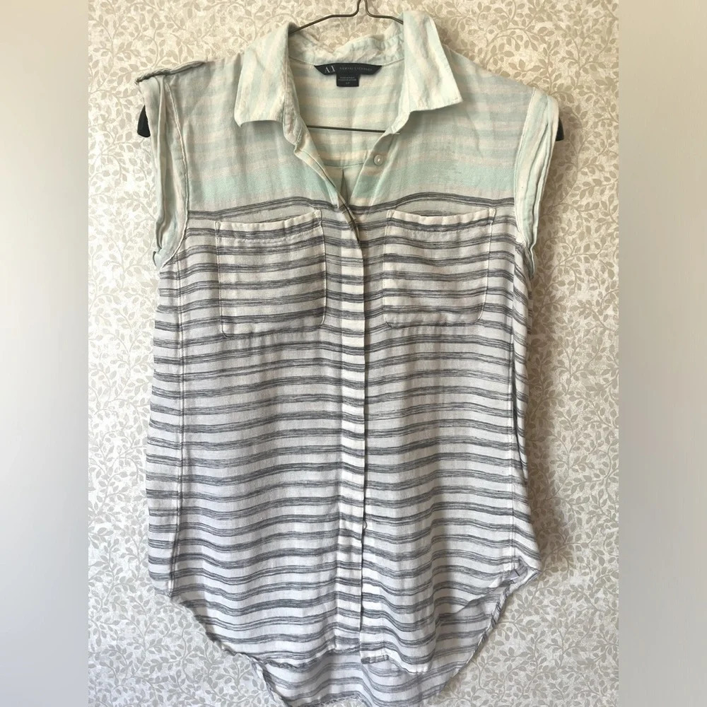 100% cotton Armani button up tank Size small